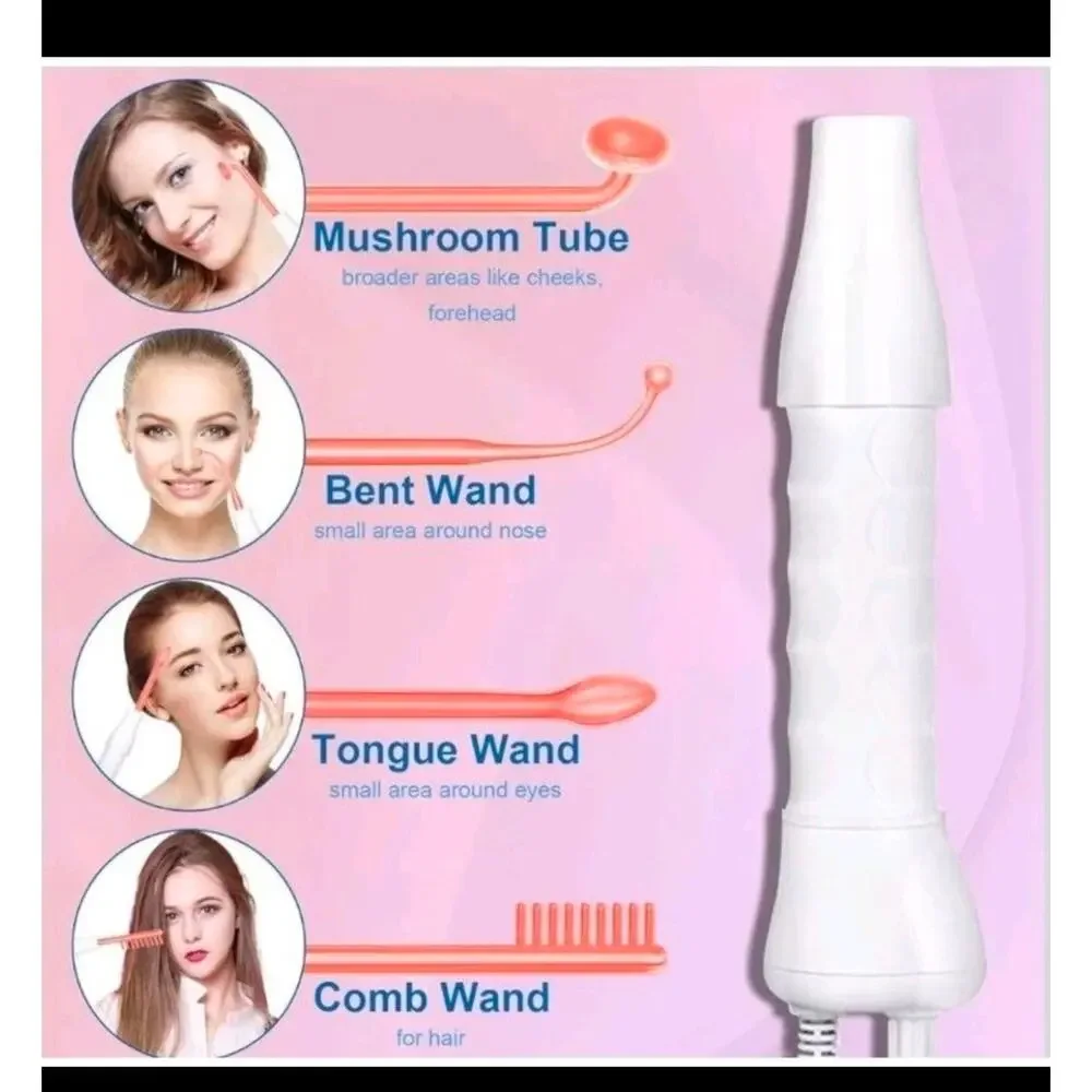 Portable High Frequency Skin Care Therapy Wand Machine Handheld Acne Treatment